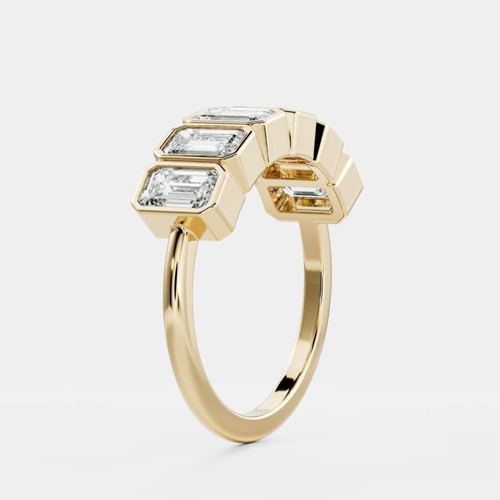 Bezel Set Emerald Cut Diamond Band