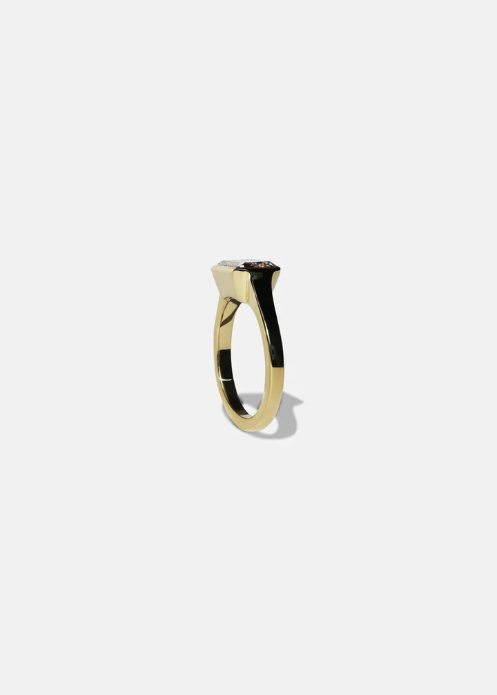 Bezel Set Emerald Diamond Ring