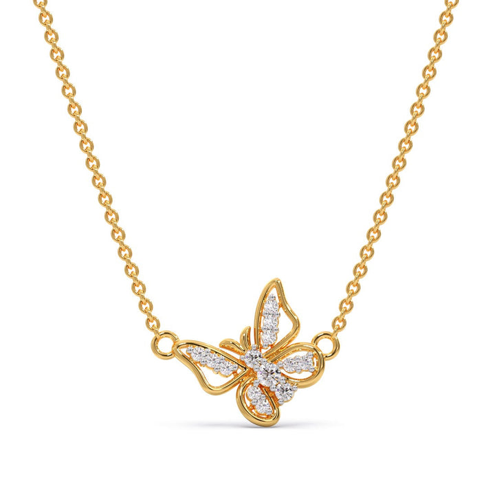 Round Lab Grown Diamond Butterfly Pendant Necklace For Kids