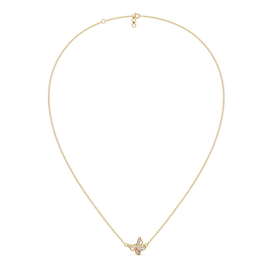 Round Lab Grown Diamond Butterfly Pendant Necklace For Kids