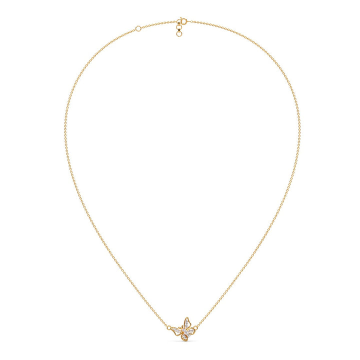 Round Lab Grown Diamond Butterfly Pendant Necklace For Kids