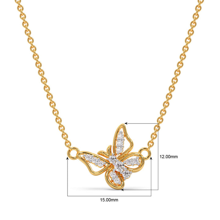 Round Lab Grown Diamond Butterfly Pendant Necklace For Kids