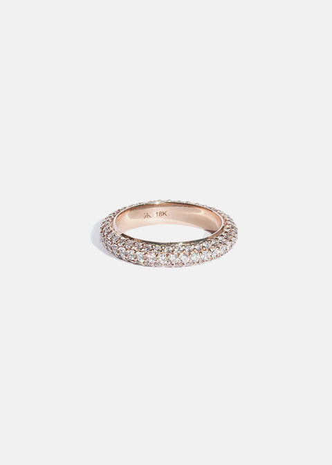 Round Lab Grown Diamond Three Side Pave Full Eternity Wedding Band