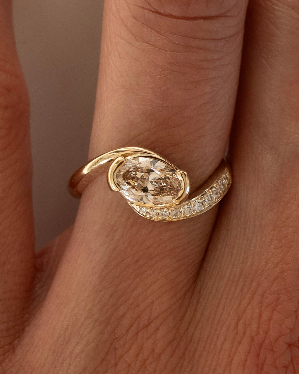 2 Carat Champagne Oval Lab Diamond Ringc