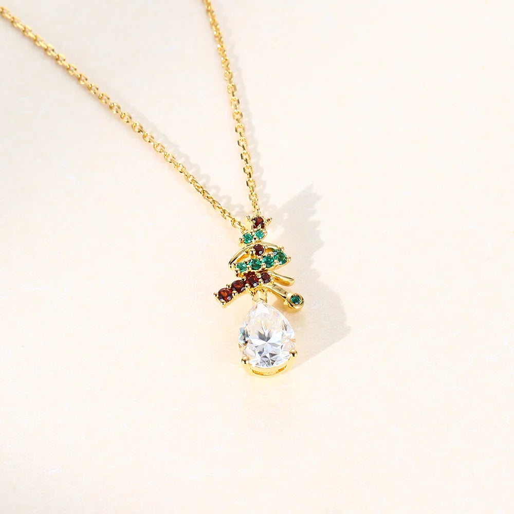 Pear Cut Moissanite Christmas Pendant Necklace