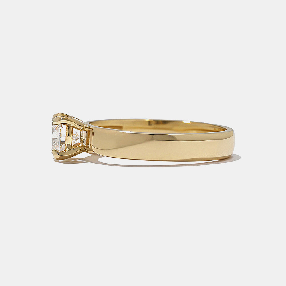 Cigar Band Solitaire Engagement Ring Round Diamond Side View