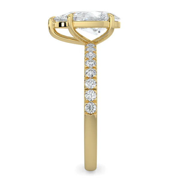 2.0CT Pear E/VS1 Lab Grown Diamond Pave Engagement Ring