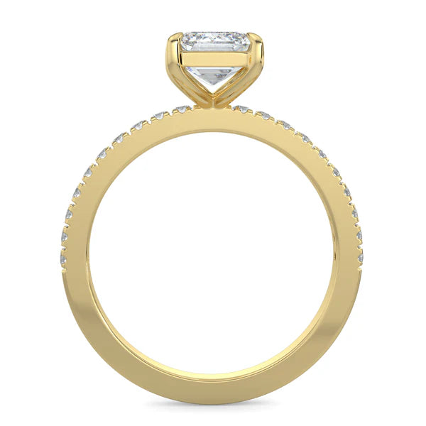 2.0CT Emerald E/VS1 Lab Grown Diamond Pave Engagement Ring