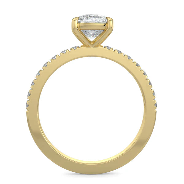 1.50CT Elongated Cushion E/VS1 Lab Grown Diamond Pave Engagement Ring