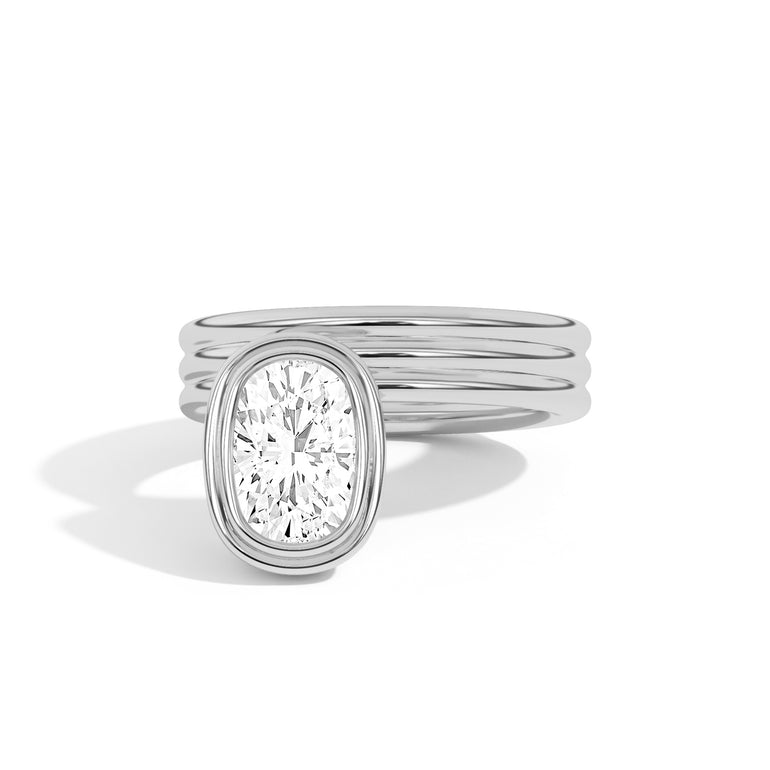 Lab Grown Cushion Bezel Diamond Ring