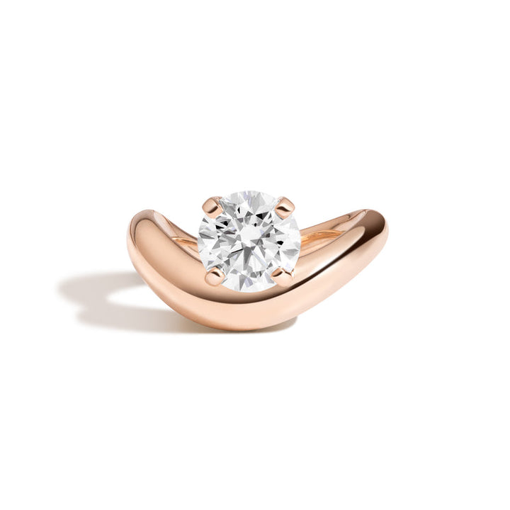 1.0ct Round Cut Diamond Unique Curved Engagement Ring