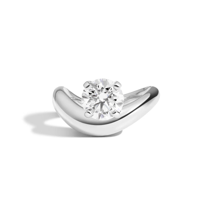 1.0ct Round Cut Diamond Unique Curved Engagement Ring