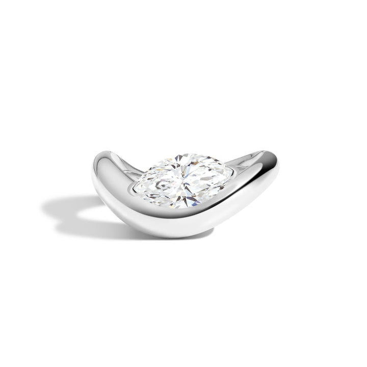 1.0ct Marquise Cut East West Diamond Unique Curved Engagement Ring