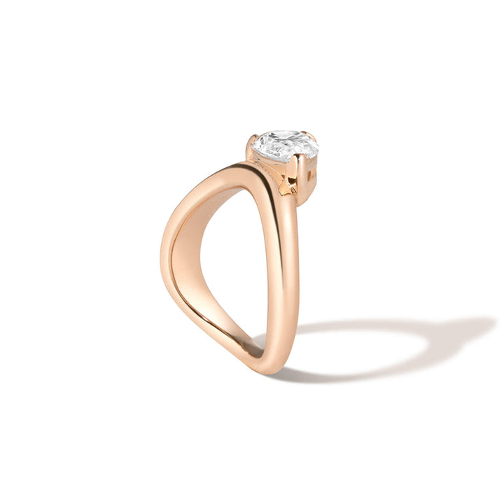 1.0ct Pear Cut East West Diamond Curved Unique Engagement Ring