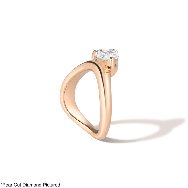 1.0ct Marquise Cut East West Diamond Curved Unique Engagement Ring
