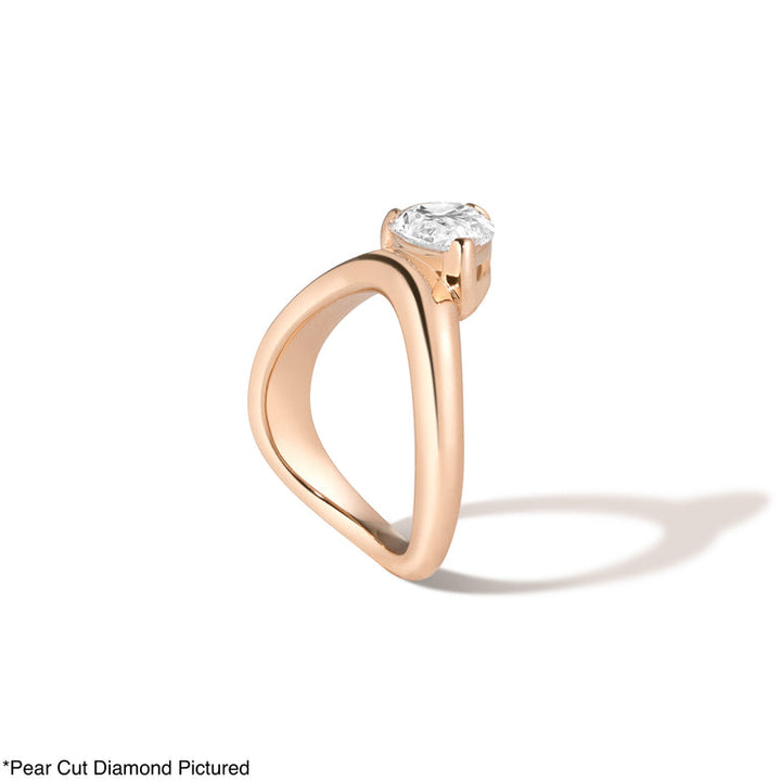 1.0ct Marquise Cut East West Diamond Curved Unique Engagement Ring