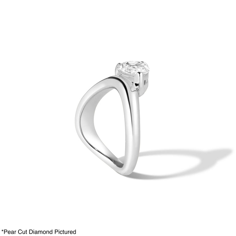 1.0ct Marquise Cut East West Diamond Curved Unique Engagement Ring