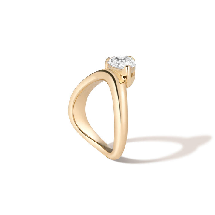 1.0ct Pear Cut East West Diamond Curved Unique Engagement Ring