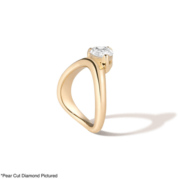 1.0ct Emerald Cut East West Diamond Curved Unique Engagement Ring