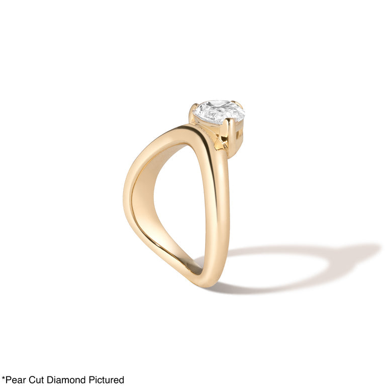 1.0ct Cushion Cut East West Diamond Curved Unique Engagement Ring