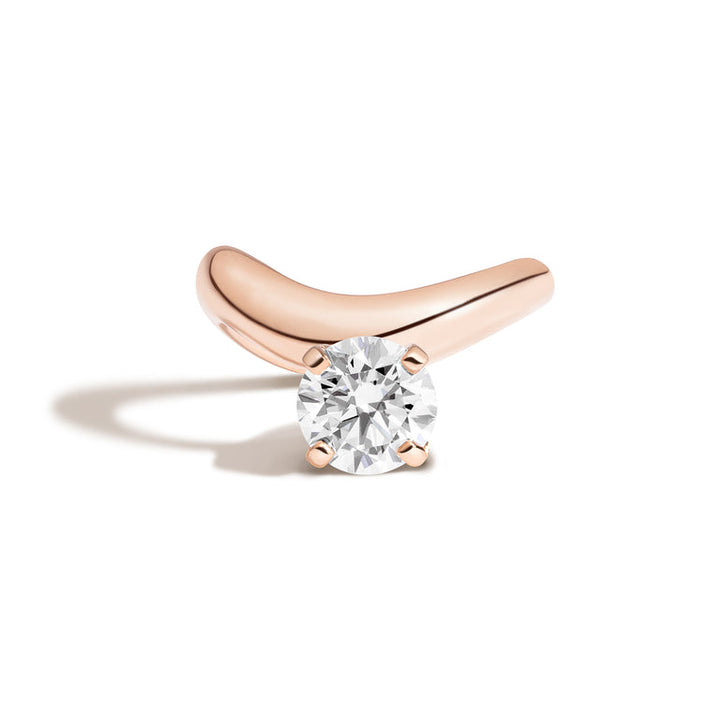 1.0ct Round Cut Diamond Curved Unique Engagement Ring