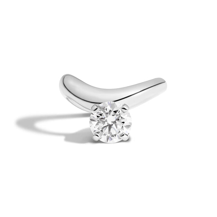 1.0ct Round Cut Diamond Curved Unique Engagement Ring