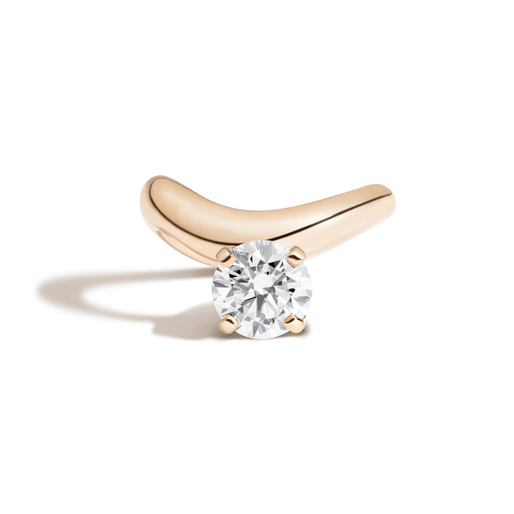 1.0ct Round Cut Diamond Curved Unique Engagement Ring