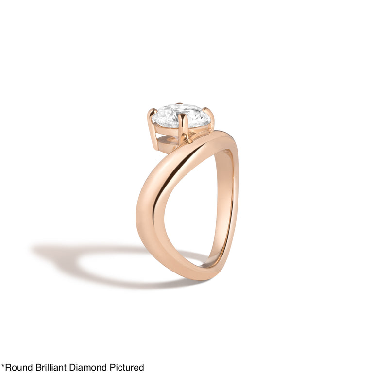 1.0ct Marquise Cut East West Diamond Unique Curved Engagement Ring