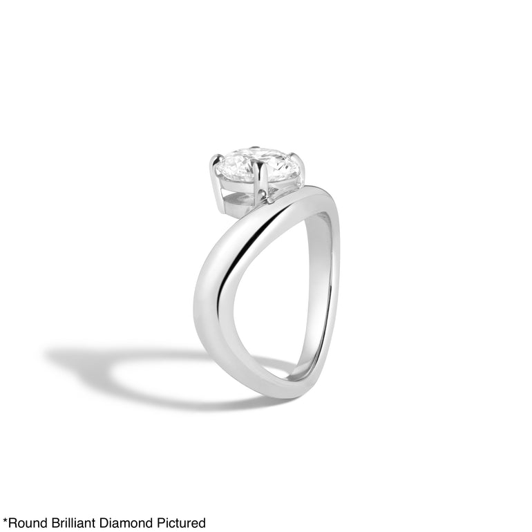 1.0ct Marquise Cut East West Diamond Unique Curved Engagement Ring