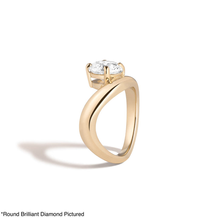 1.0ct Cushion Cut East West Diamond Unique Curved Engagement Ring