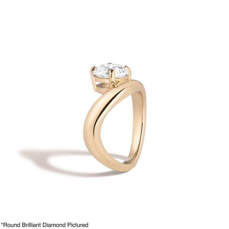 1.0ct Oval Cut East West Diamond Unique Curved Engagement Ring