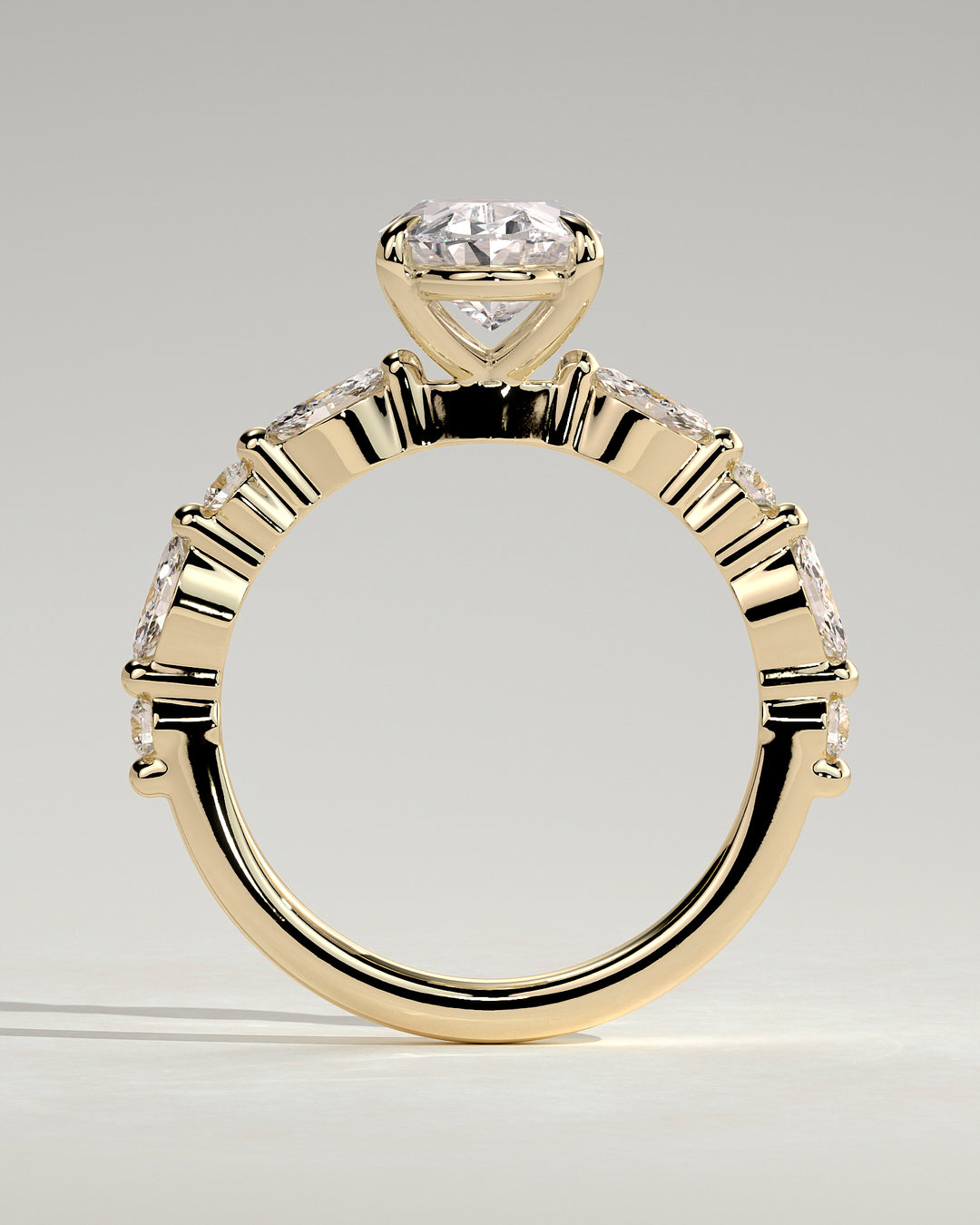 unique oval cluster engagement ring IGI certified bridal ring