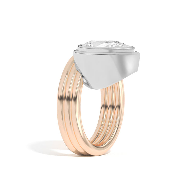 Lab Grown Pear Bezel Diamond Ring