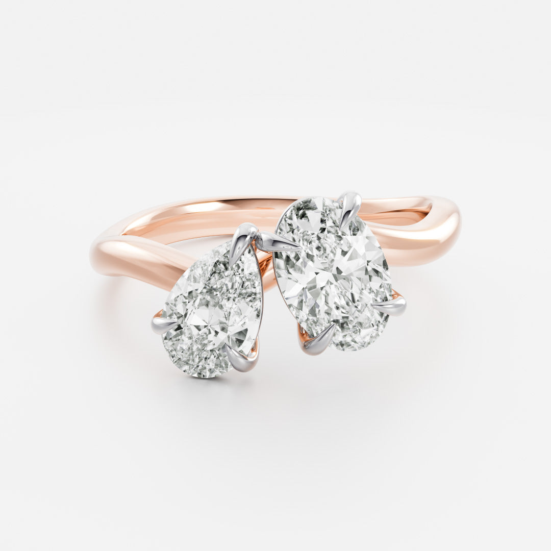 modern pear oval curved toi et moi engagement ring IGI lab grown USA