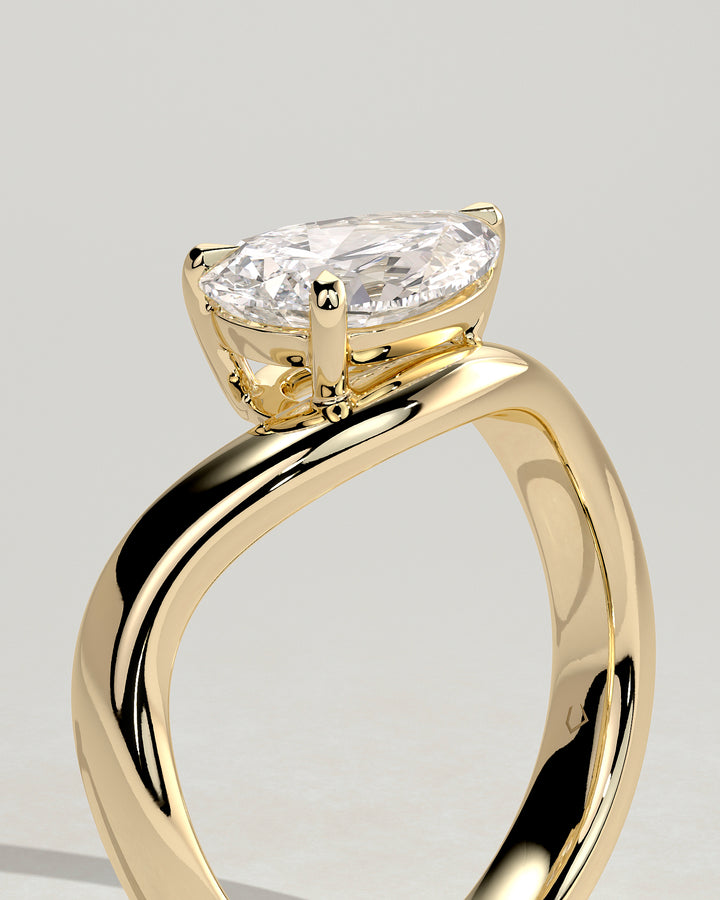 Curved band engagement ring