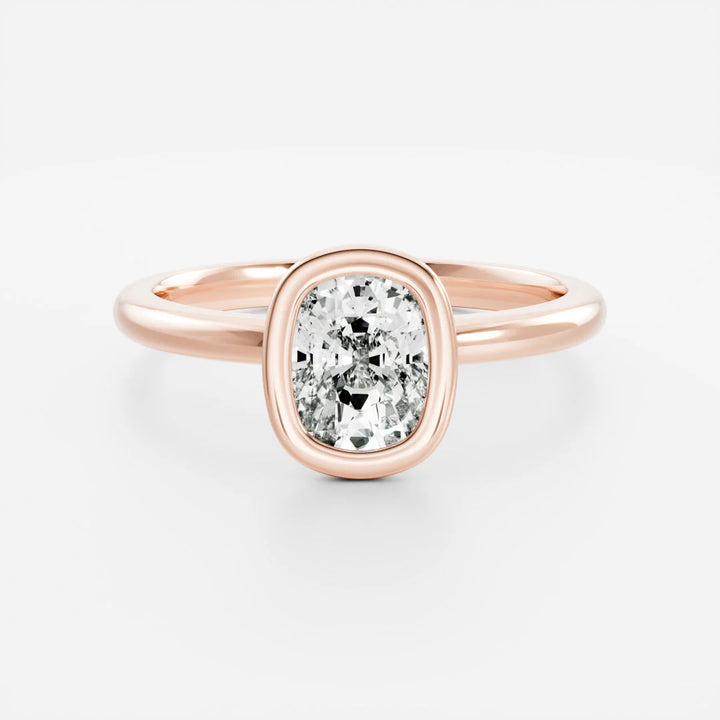 cushion cut bezel solitaire engagement ring 1.5 carat lab diamond IGI certified