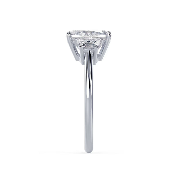 elegant cushion trilogy engagement ring lab grown USA