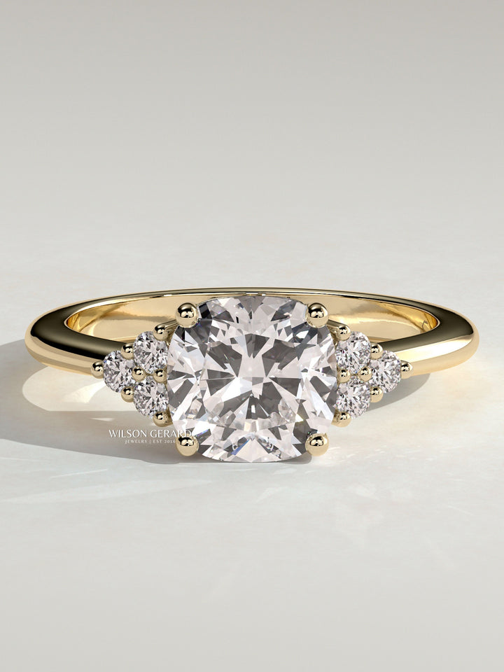 cushion lab grown diamond engagement ring cluster