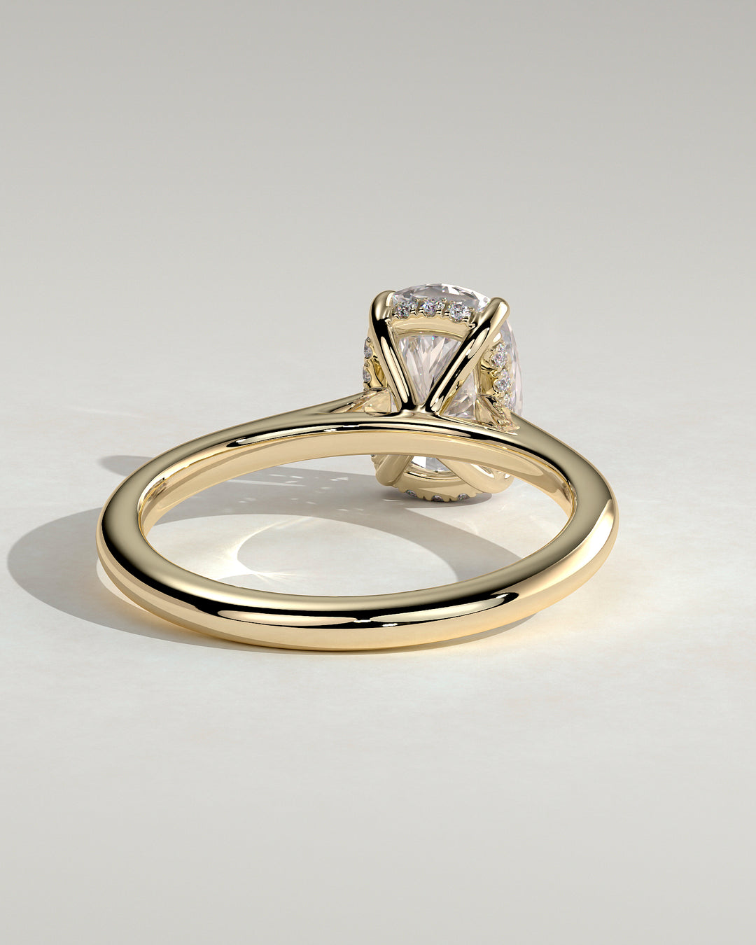 elegant elongated cushion hidden halo engagement ring IGI certified lab diamond 2ct