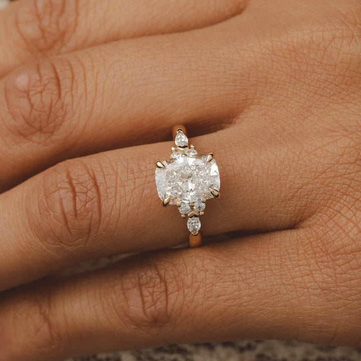 Cushion Cut Cluster Engagement Ring