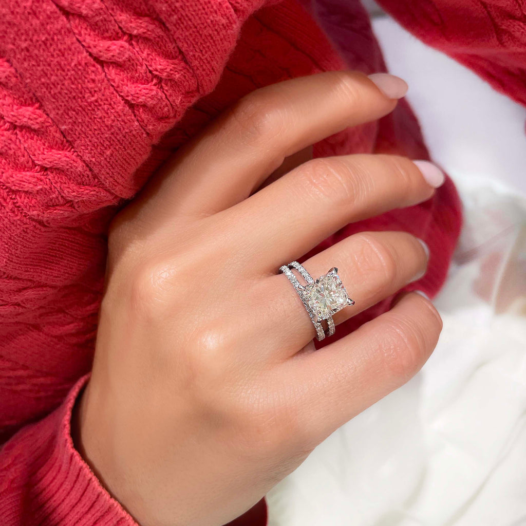 Cushion Cut Lab Diamond Ring Set