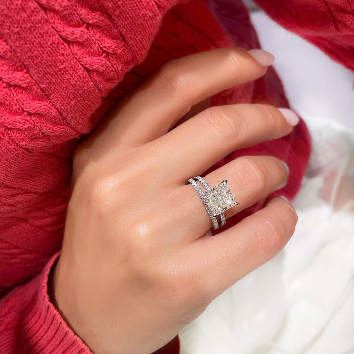 Cushion Cut Lab Diamond Ring Set