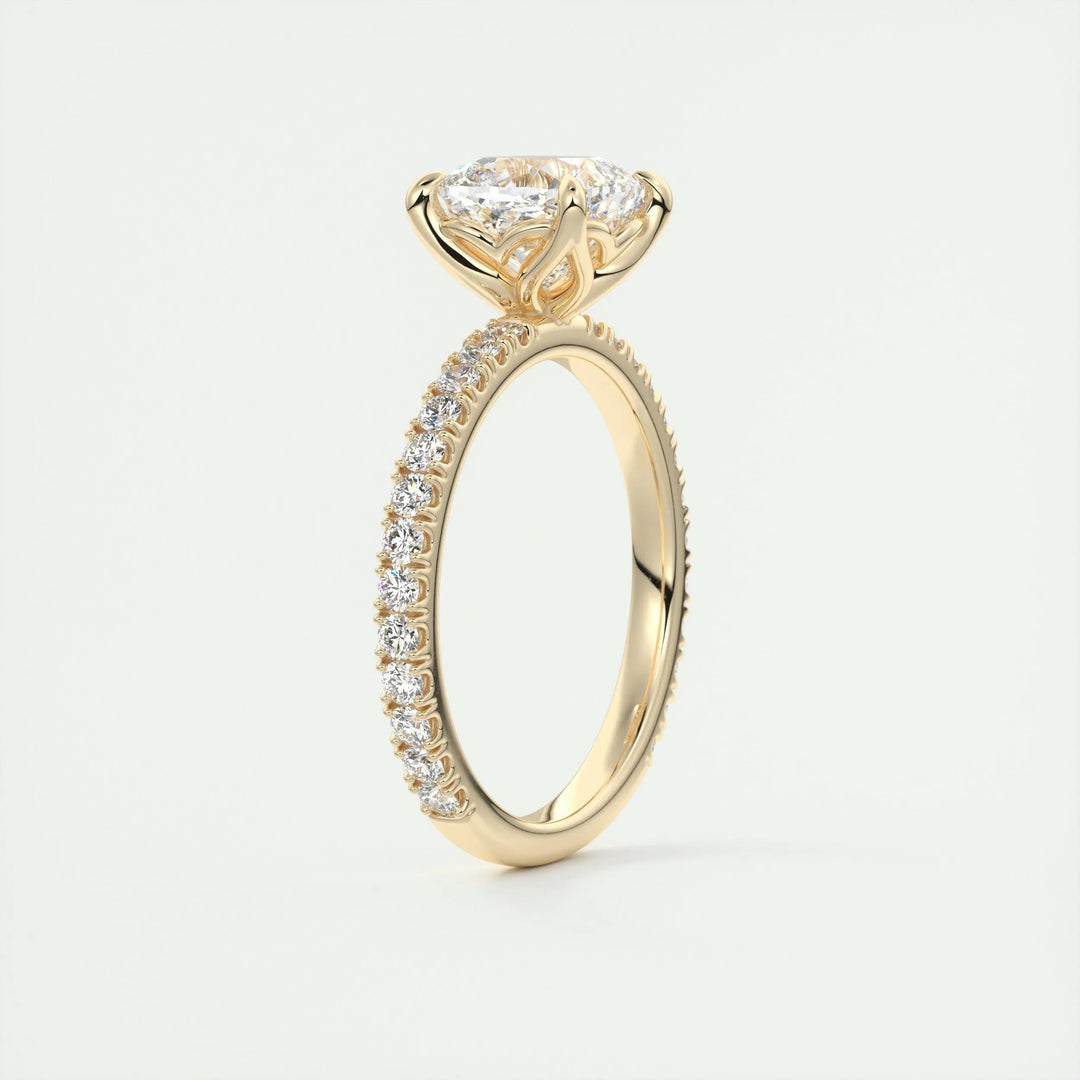 cushion cut diamond pavé engagement ring 2 carat USA