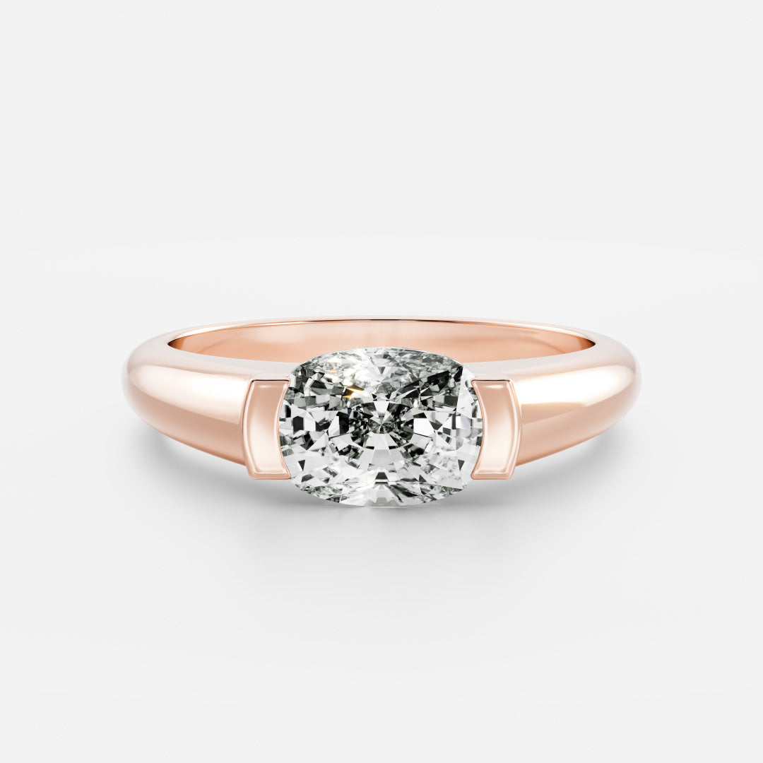 cushion cut half bezel signet engagement ring 1 carat lab diamond IGI USA