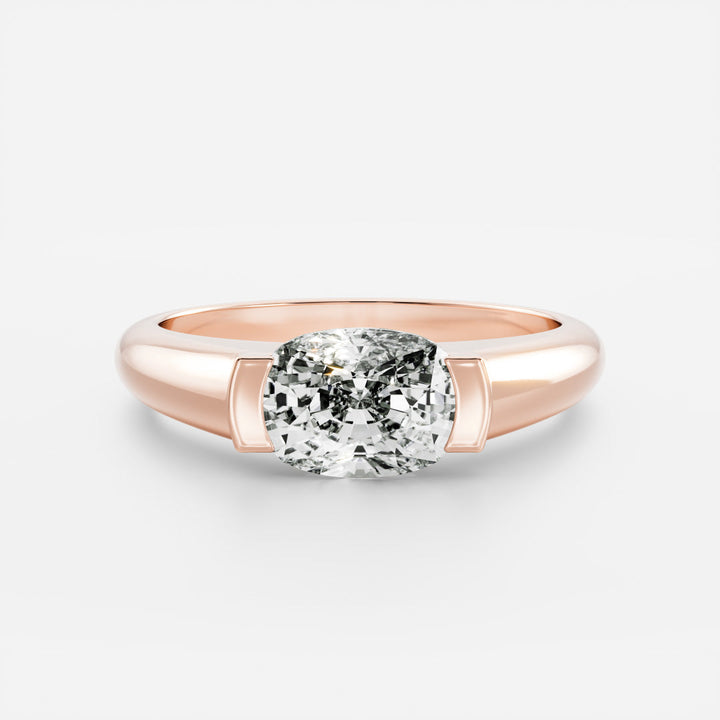 cushion cut half bezel signet engagement ring 1 carat lab diamond IGI USA