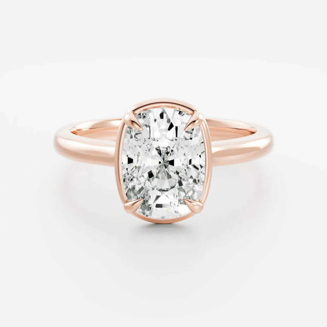 cushion cut bezel set engagement ring 1.5 carat lab diamond USA