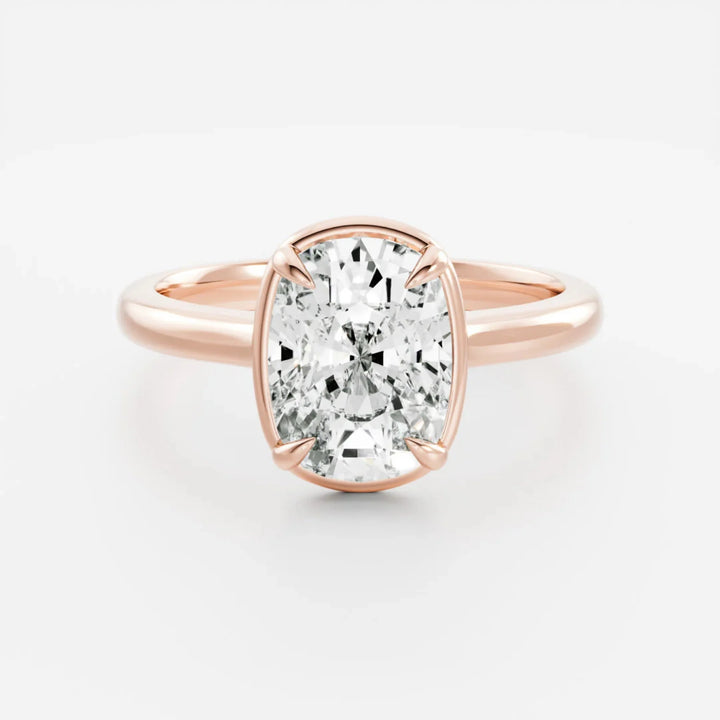 cushion cut bezel set engagement ring 1.5 carat lab diamond USA