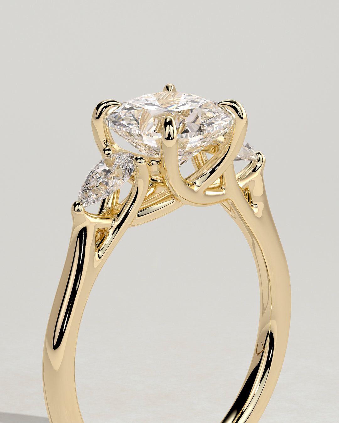 Cushion Cut Three Stone Ring