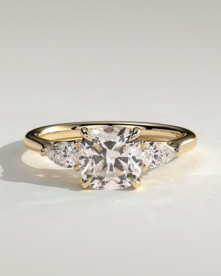 Cushion Cut Trilogy Engagement Ring