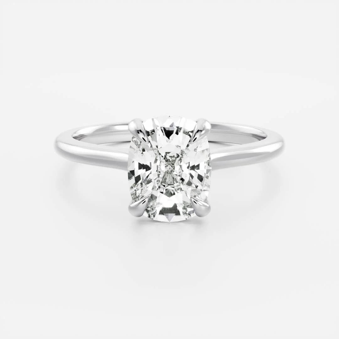 1 carat cushion diamond cathedral solitaire ring lab grown IGI USA